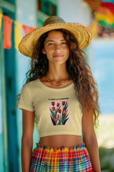 Crop Top with "Tulip Flourish" Print